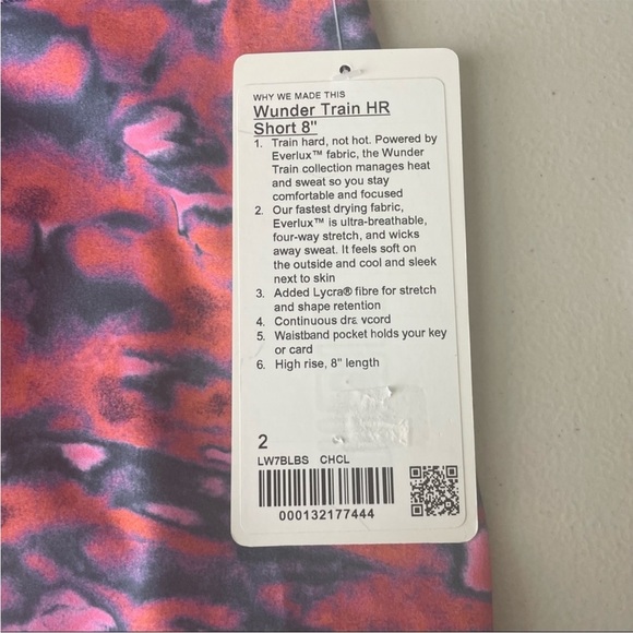 LULULEMON NWT WUNDER TRAIN HIGH RISE RISE BIKE SHORT 8” CHROMA CLASH MULTI PRINT - Picture 7 of 7
